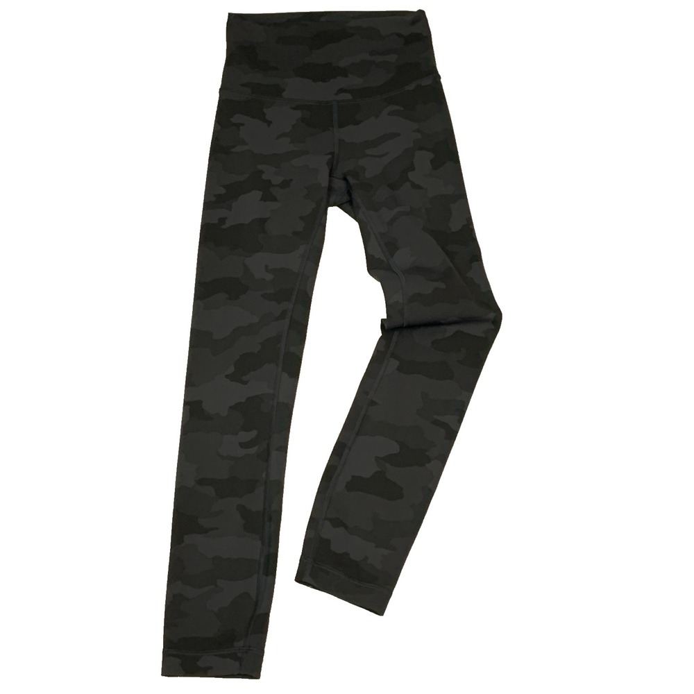 Lululemon Wunder Train Crop Leggings Womens 2 Gray Camo Everlux LW6BNIS